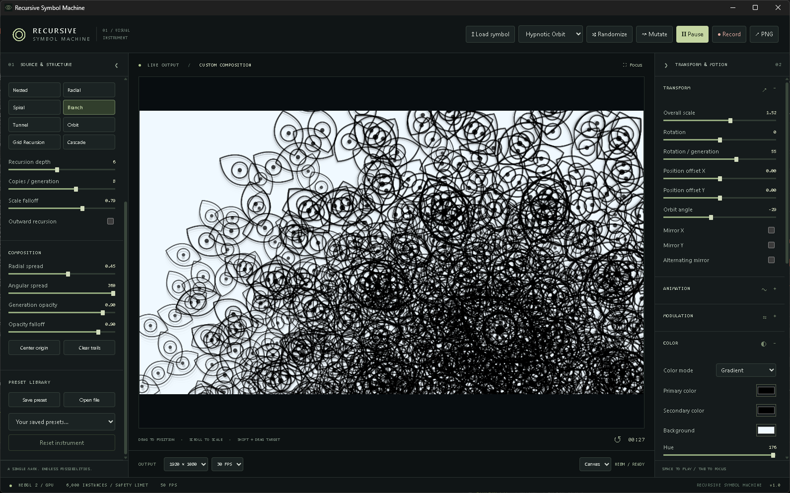 Recursive Symbol Machine interface